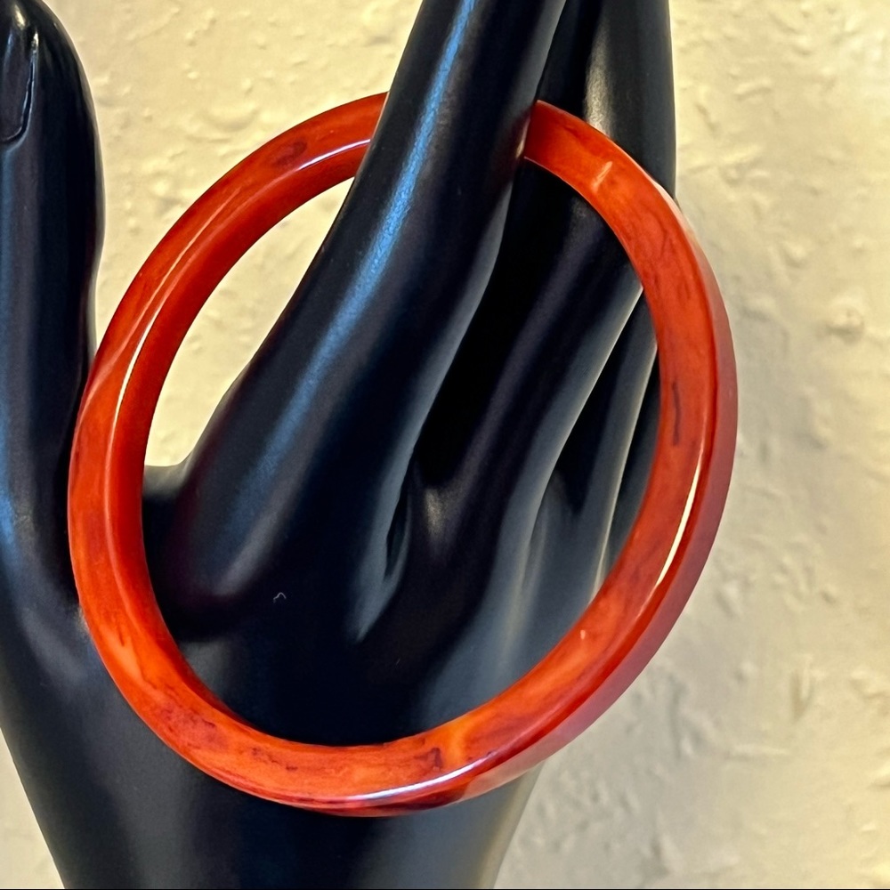 Vintage Marbled Orange Bakelite Bangle Bracelet